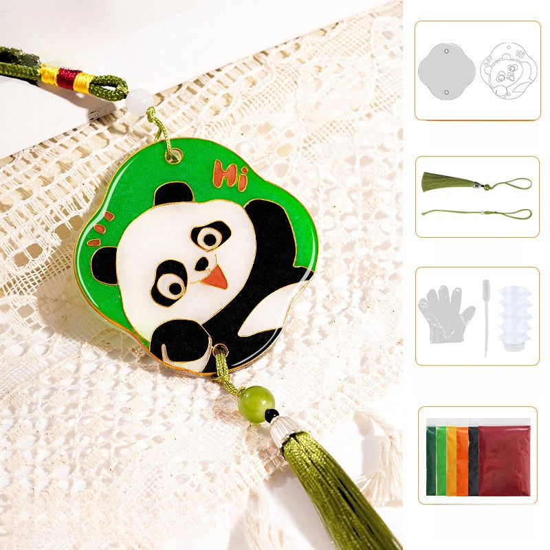 Cloisonne Kits Car Mirror Accessories Panda Charm DIY Cloisonne Kit Chinese Charm Car Hanging Accessories