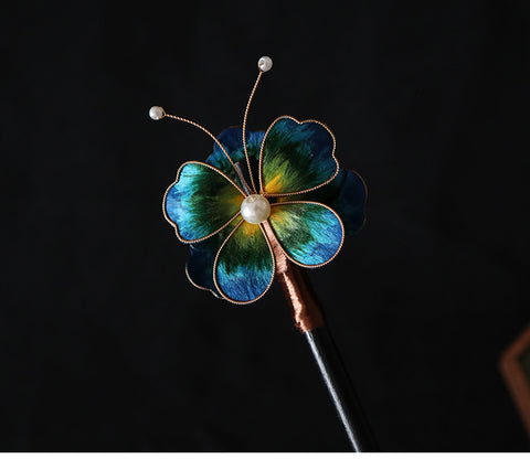 wooden hair pins​ Chinese Jewelry Rong Hua Flower Hair Pin Stick