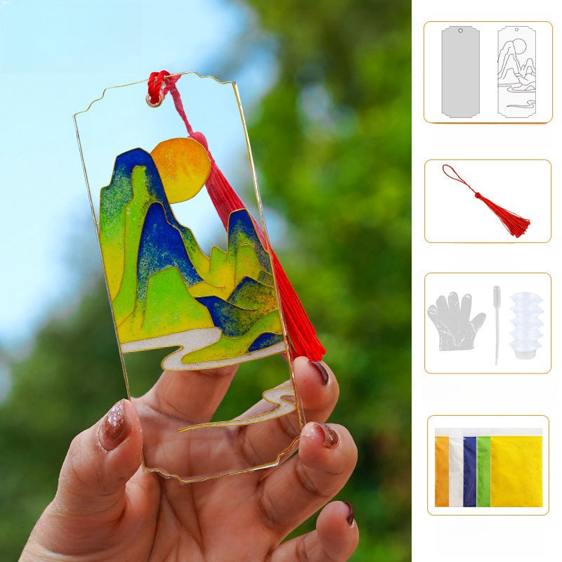 Cloisonne Kits Chinese Landscape Art Handmade Bookmarks DIY Cloisonne Kit Cool Bookmarks Cute Bookmarks