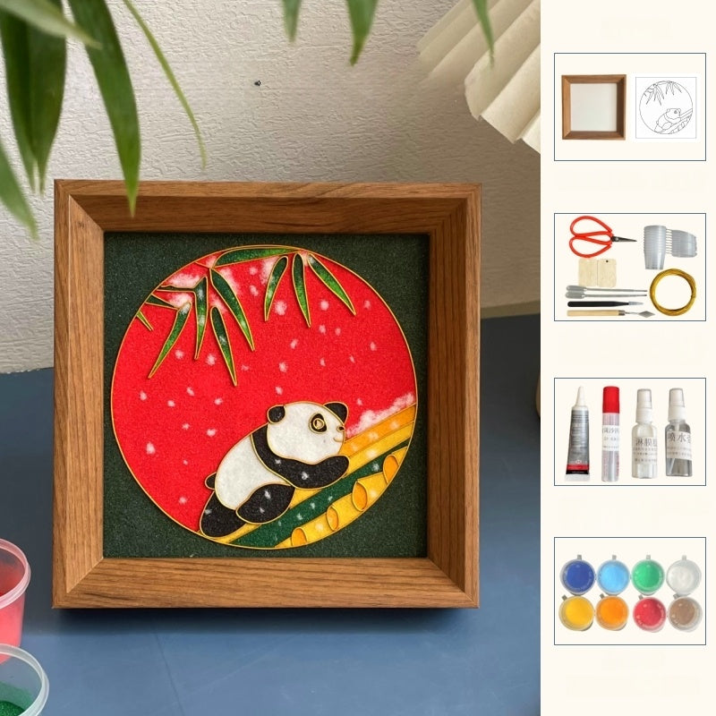 Chinese Cloisonne Art Kit Cute Panda Cloisonné Kit Cloisonne Painting DIY Art Kit