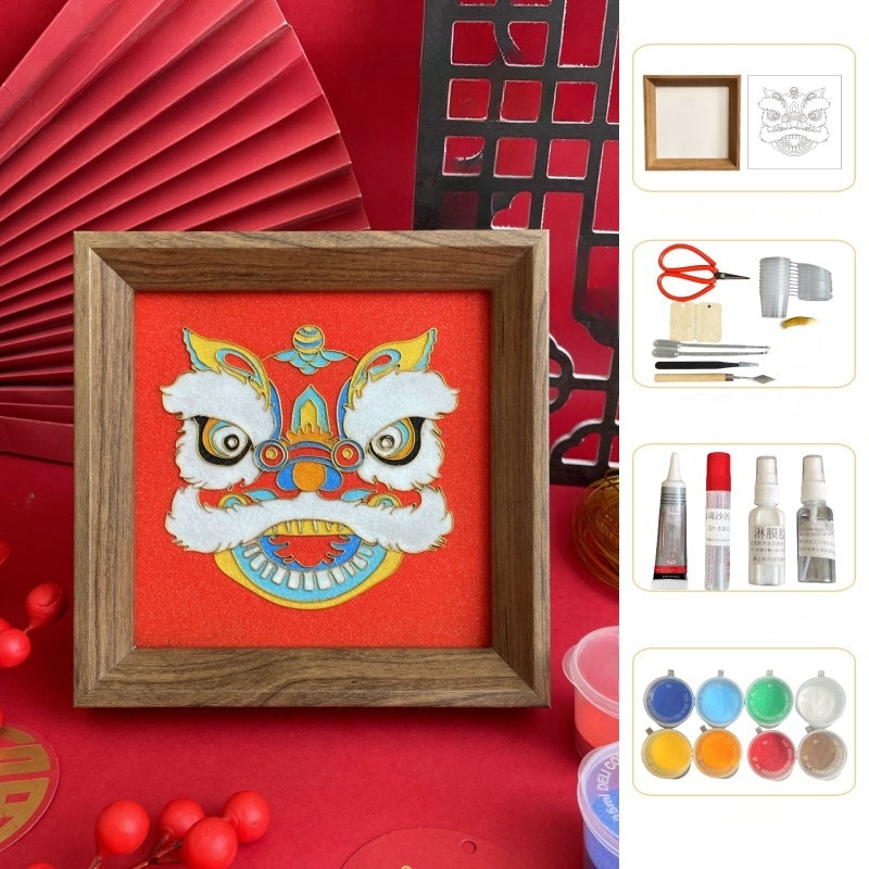 Chinese Cloisonne Art Kit Lion Dance Head Cloisonné Kit Cloisonne Painting DIY Art Kit