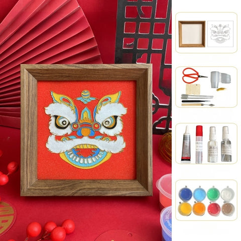 Chinese Cloisonne Art Kit Lion Dance Head Cloisonné Kit Cloisonne Painting DIY Art Kit