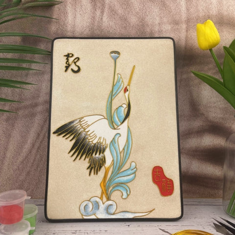 Cloisonne Painting DIY Art Kit Crane Starter Cloisonné Kit Chinese Cloisonné Art Kit for Beginners - Mulan Legacy