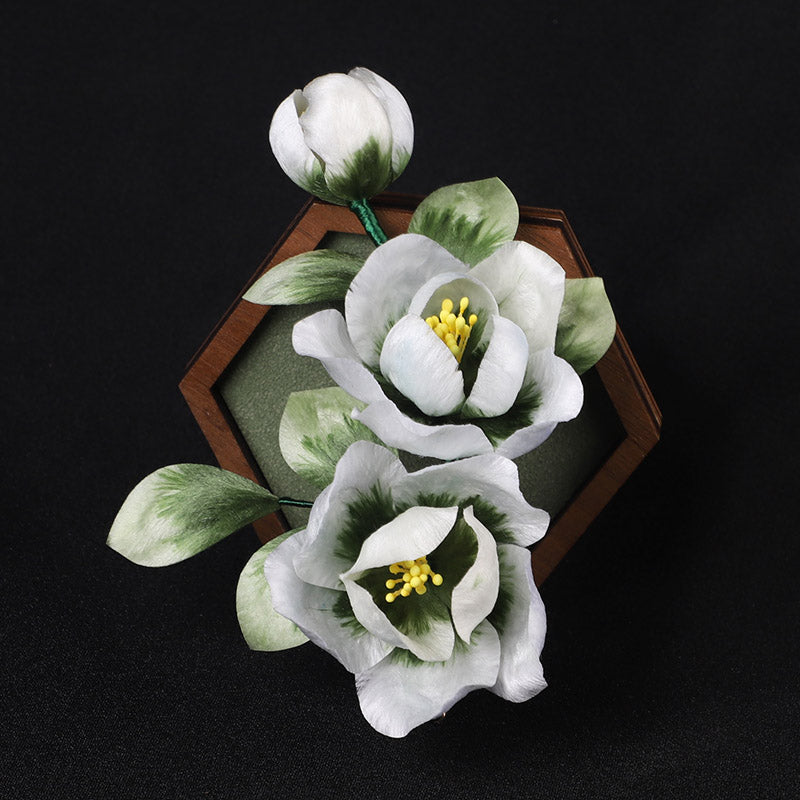 silk flower brooch Chinese Jewelry Green Flower Lapel Flower Holding Pin Chinese Accessories - Mulan Legacy