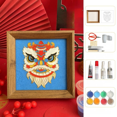 Chinese Cloisonne Art Kit Lion Dance Head Cloisonné Kit Cloisonne Painting DIY Art Kit