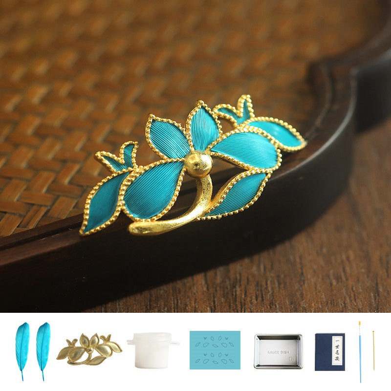 Tian-Tsui Chinese Brooch Pin Kit DIY Tian Tsui Peacock Feather Craft Lotus Feather Crafting tian-tsui