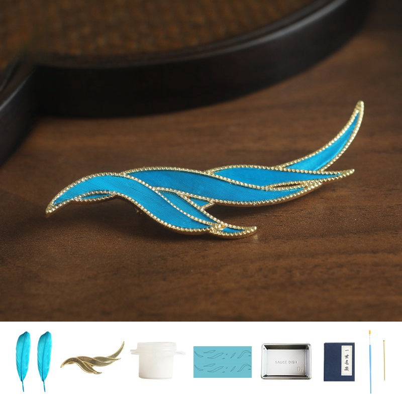 Tian-Tsui Phoenix Feather Chinese Brooch Pin Kit DIY Tian Tsui Peacock Feather Craft Feather Crafting