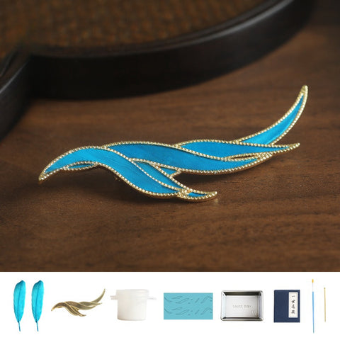 Tian-Tsui Phoenix Feather Chinese Brooch Pin Kit DIY Tian Tsui Peacock Feather Craft Feather Crafting