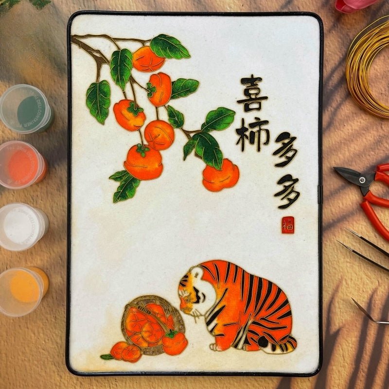 Tiger Cloisonne Painting DIY Art Kit Tiger Starter Cloisonné Kit Chinese Cloisonné Art Kit for Beginners 