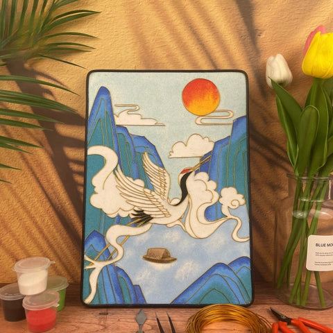 Crane Starter Cloisonné Kit Chinese Cloisonné Art Kit for Beginners Cloisonne Painting DIY Art Kit