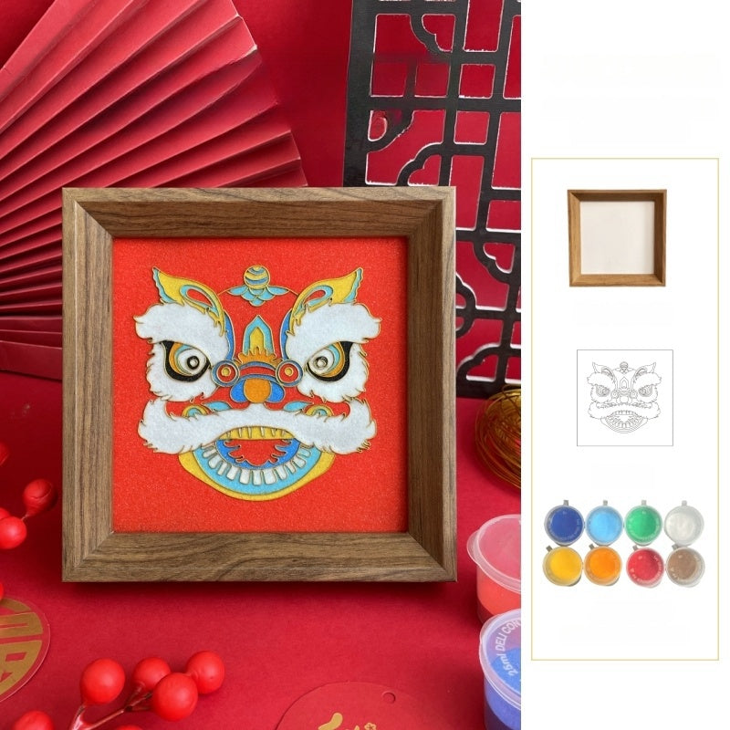 Chinese Cloisonne Art Kit head lion dance​ Cloisonné Kit Cloisonne Painting DIY Art Kit