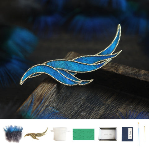 Tian-Tsui Phoenix Feather Chinese Brooch Pin Kit DIY Tian Tsui Peacock Feather Craft Feather Crafting