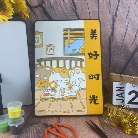 Cloisonne Painting DIY Art Kit Cute Cartoon Cats Cloisonné Kit Chinese Cloisonné Art Kit tabby cat cartoon​