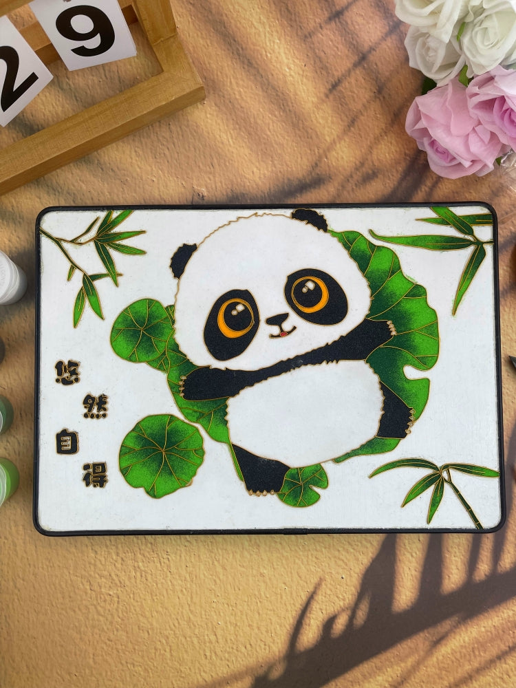 painting panda bear​ Cloisonne Painting DIY Art Kit Panda Painting Panda Artwork Cloisonné Kit Chinese Cloisonné Art Kit