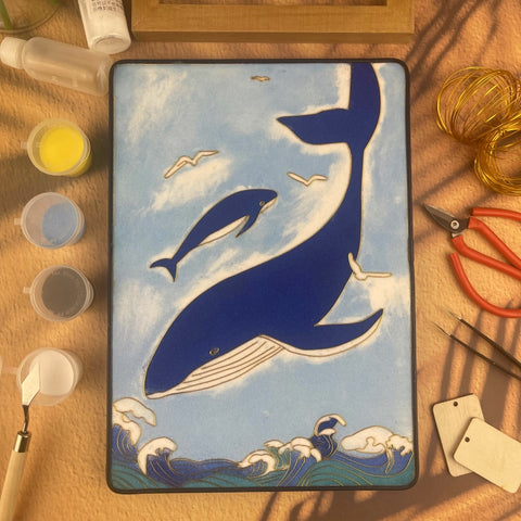 Cloisonné Painting DIY Art Kit Dreamy Whales Cloisonné Kit Chinese Cloisonné Art Kit