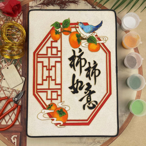 Cloisonne Painting DIY Art Kit Lunar New Year Greetings Cloisonne Kit Chinese Cloisonne Art Kit