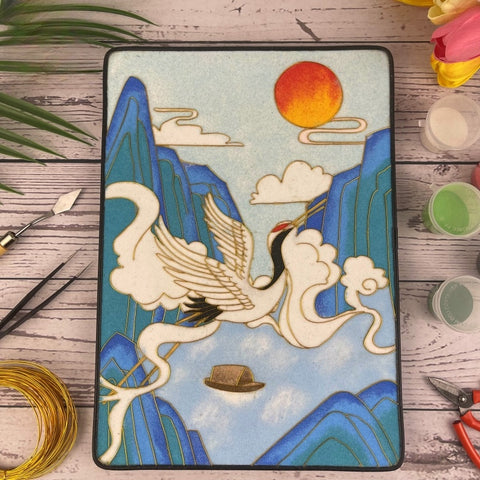 Cloisonne Painting DIY Art Kit Crane Starter Cloisonné Kit Chinese Cloisonné Art Kit for Beginners - Mulan Legacy