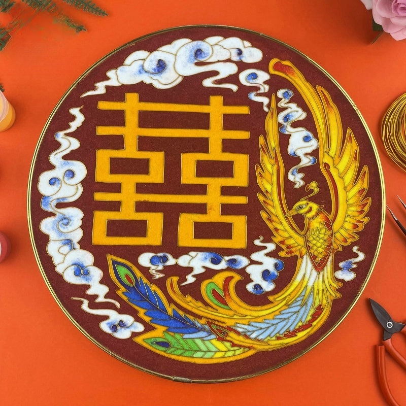 Double Happiness Starter Cloisonné Kit Chinese Cloisonné Art Kit for Beginners Cloisonne Painting DIY Art Kit - Mulan Legacy