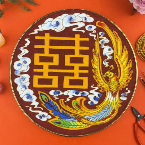 Double Happiness Starter Cloisonné Kit Chinese Cloisonné Art Kit for Beginners Cloisonne Painting DIY Art Kit - Mulan Legacy