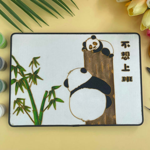 painting of panda​ Cloisonne Painting DIY Art Kit Panda Painting Panda Artwork Cloisonné Kit Chinese Cloisonné Art Kit