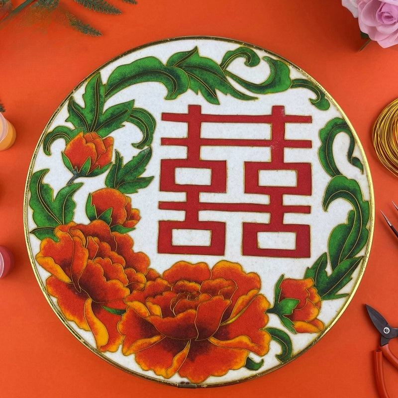Double Happiness Starter Cloisonné Kit Chinese Cloisonné Art Kit for Beginners Cloisonne Painting DIY Art Kit - Mulan Legacy