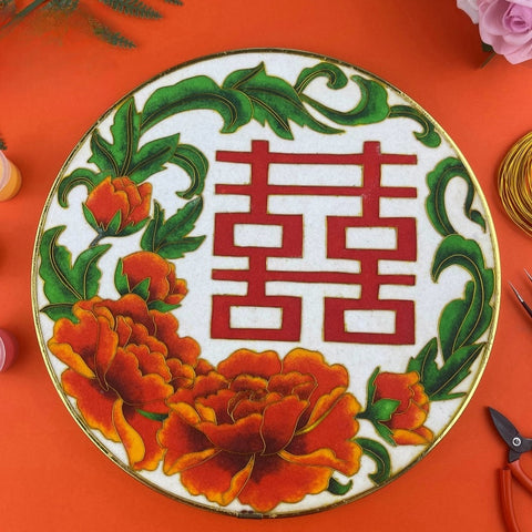 Double Happiness Starter Cloisonné Kit Chinese Cloisonné Art Kit for Beginners Cloisonne Painting DIY Art Kit - Mulan Legacy